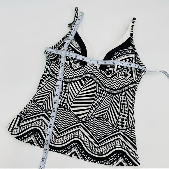 Kenneth Cole black and white geometric mod print tankini top size small/32B - Picture 5 of 7